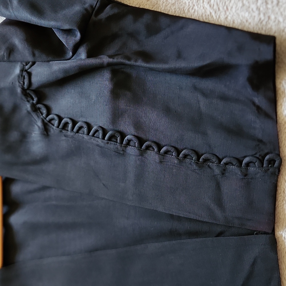 Black bolero jacket Sz M cropped open front loop detail shrug office cocktails - Picture 10 of 16